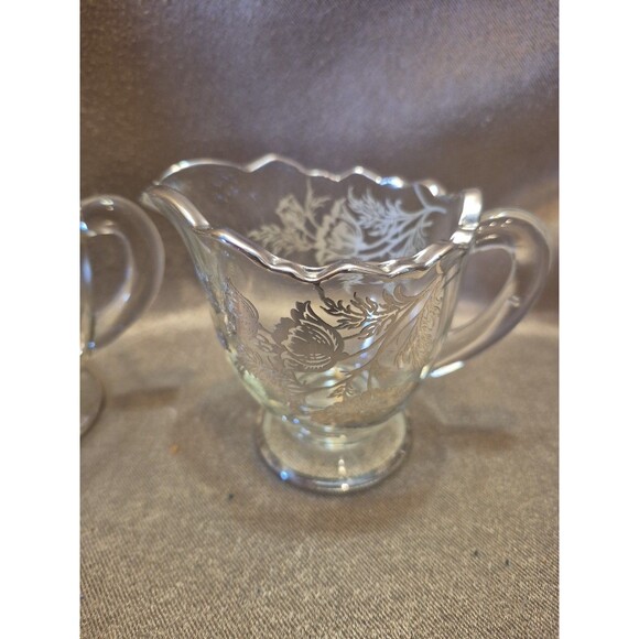 VTG Silver City Glass Co Sterling Silver Overlay Flanders Poppy Sugar & Creamer - Picture 2 of 16